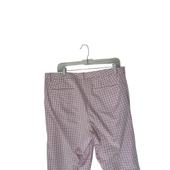 Talbots Relaxed Chino Pants Purple White Gingham Office Straight Leg Size 14 - Picture 7 of 13